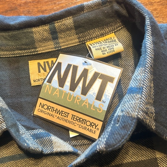 Northwest Territory Gray and Blue Plaid Button Down Shirt size XLarge NWT - Picture 5 of 7